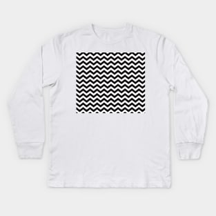 Thick Black and White Chevron Pattern Kids Long Sleeve T-Shirt